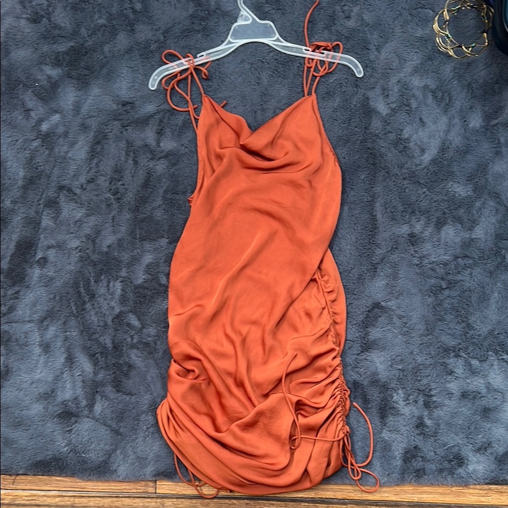 Rust satin dress